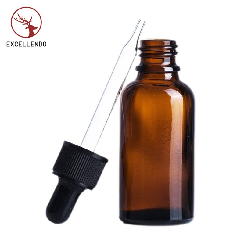 Wholesale 25ml 30ml Amber Essential Oil Bottle Perfume Glass Dropper Bottle with Cap