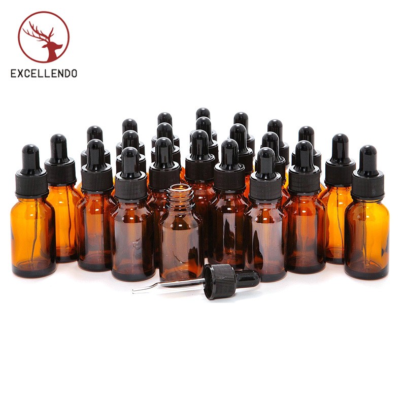 Wholesale 25ml 30ml Amber Essential Oil Bottle Perfume Glass Dropper Bottle with Cap