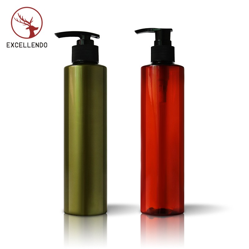 300ml Cylinder Shape PET Lotion Bottle Household Plastic Pump Bottles Shampoo Pump Bottle