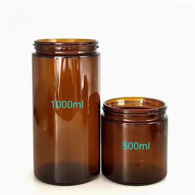 250ml 500ml 1000ml Empty Smokey Glass Containers With Silver Aluminum Cover