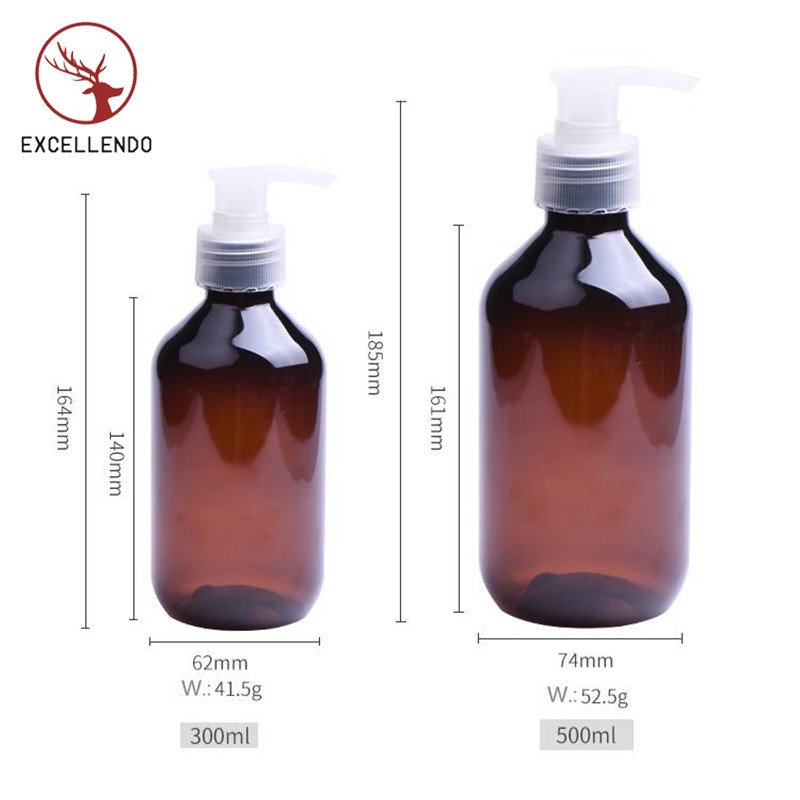 Cheap Price 300ml 500ml Reusable Amber Plastic Lotion Bottle with Pump Spray for Cosmeic Perfume