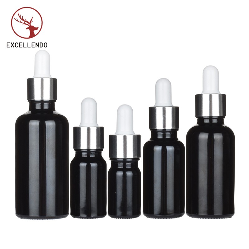 Custom Black Glass Spray Bottle Perfume Bottle with Pump Dropper Bottle 