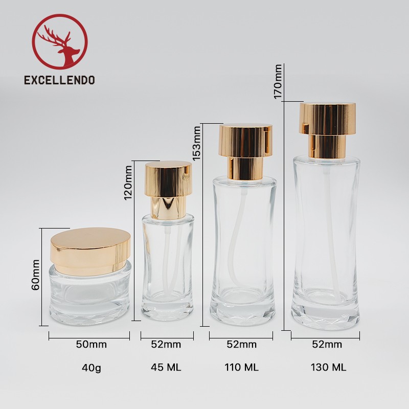 Best Selling Transparent Glass Cosmetic Bottle Set Custom OEM Cosmetic Glass Perfume Bottlle