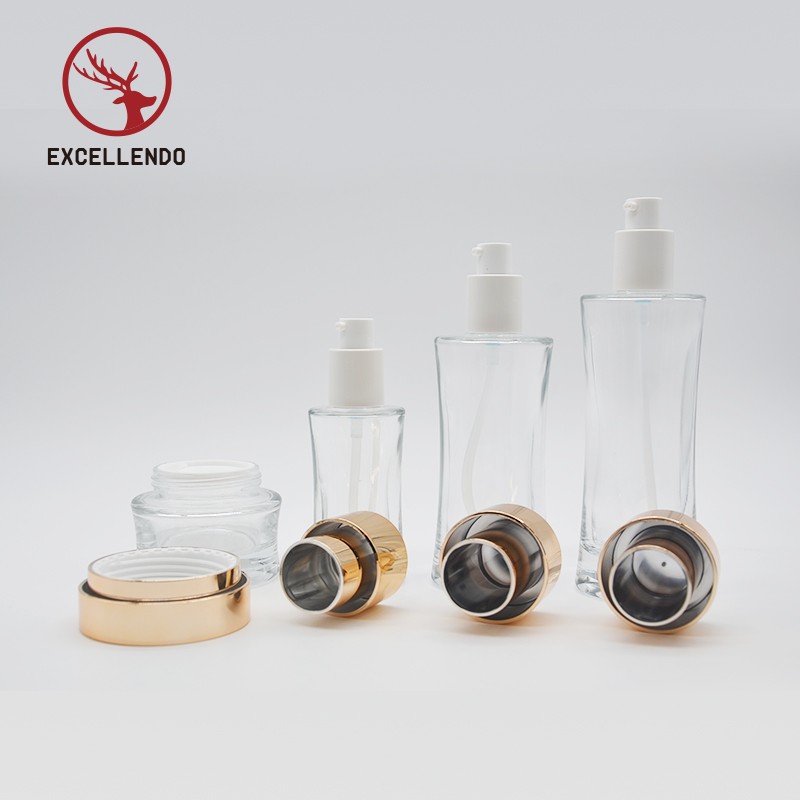 Best Selling Transparent Glass Cosmetic Bottle Set Custom OEM Cosmetic Glass Perfume Bottlle