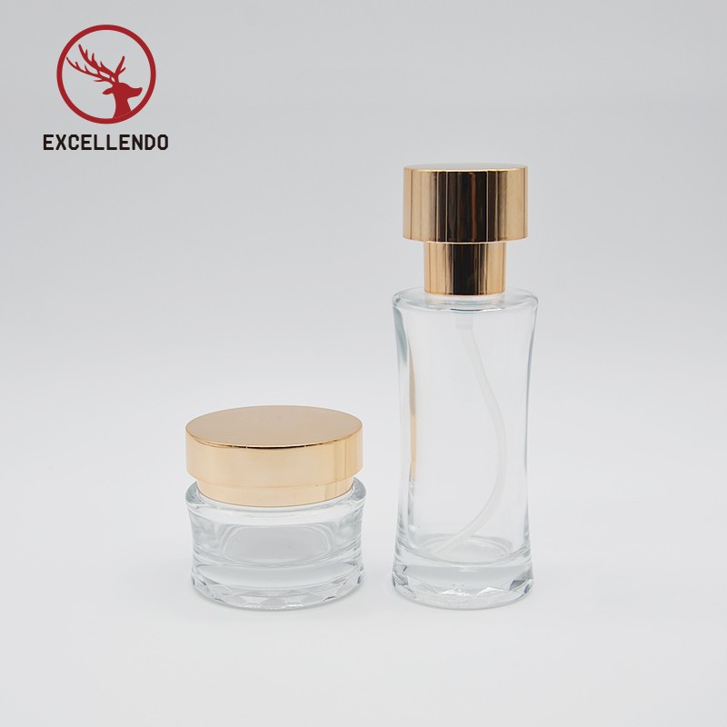 Best Selling Transparent Glass Cosmetic Bottle Set Custom OEM Cosmetic Glass Perfume Bottlle