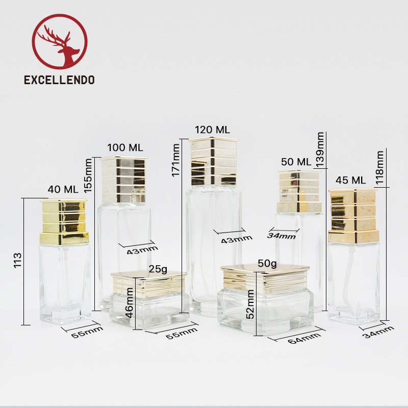 High Grade Customized Glass Cosmetic Perfume Bottle Set in 5ml to120ml,Clear Glass Cream Jar Bottlle