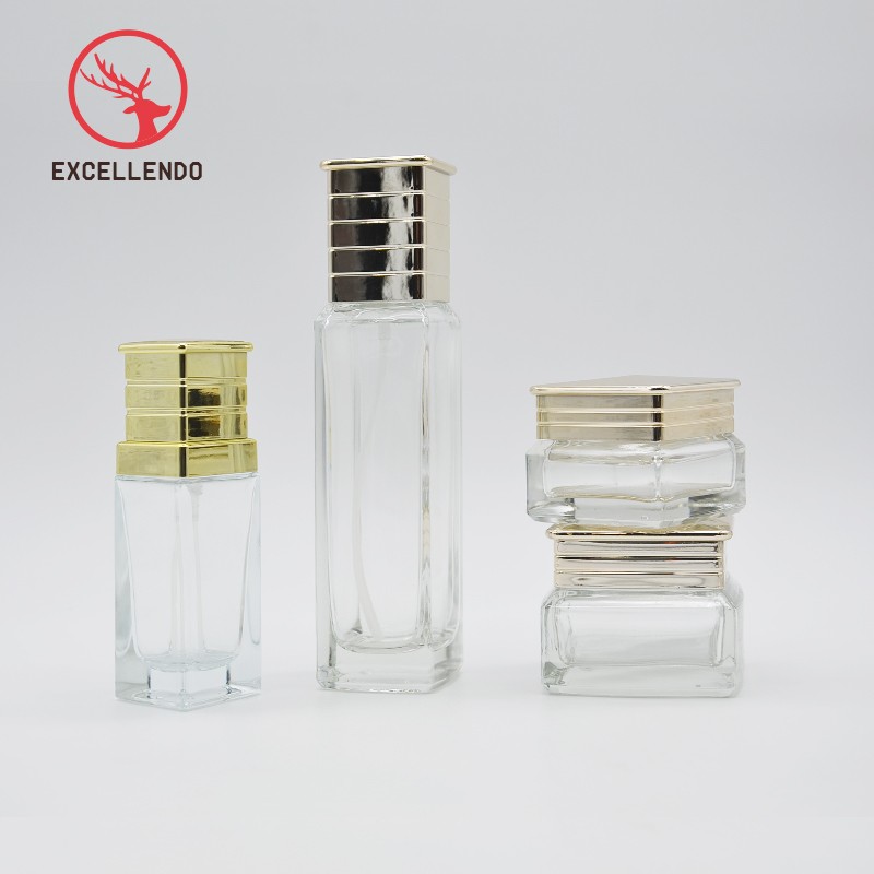 High Grade Customized Glass Cosmetic Perfume Bottle Set in 5ml to120ml,Clear Glass Cream Jar Bottlle