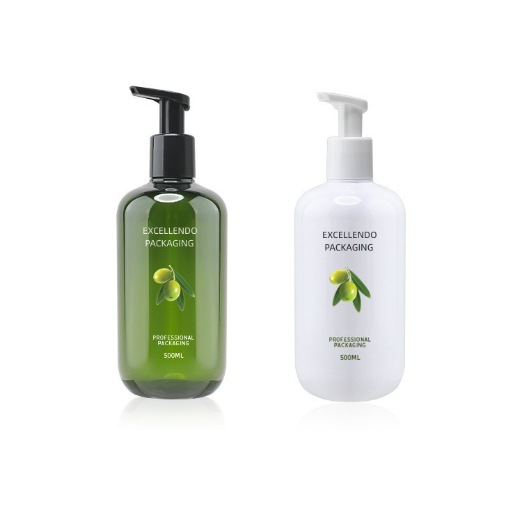 Low MOQ 500ml Shampoo Body Wash Pet Bottle, Transparent Plastic Body Cream Body Wash in Green Color 