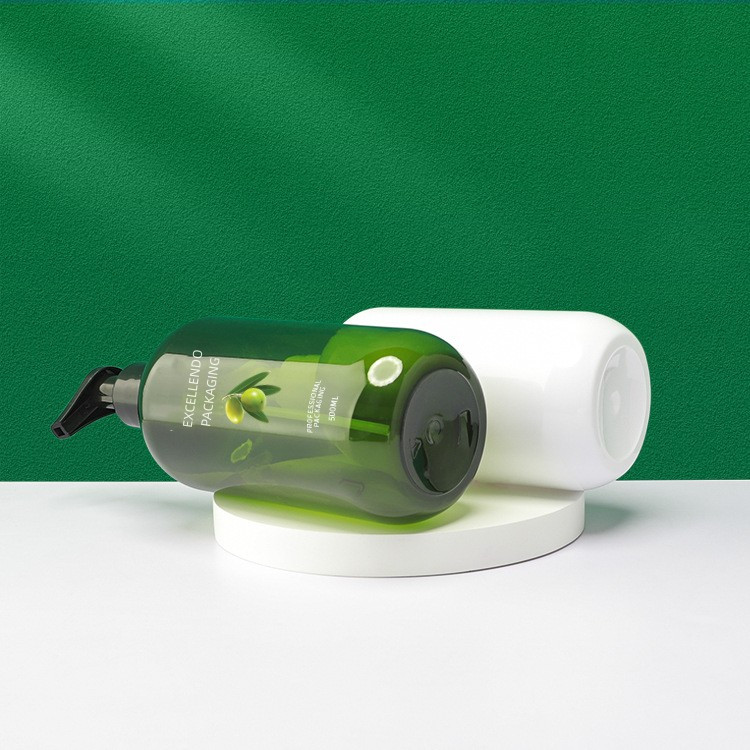 Low MOQ 500ml Shampoo Body Wash Pet Bottle, Transparent Plastic Body Cream Body Wash in Green Color 