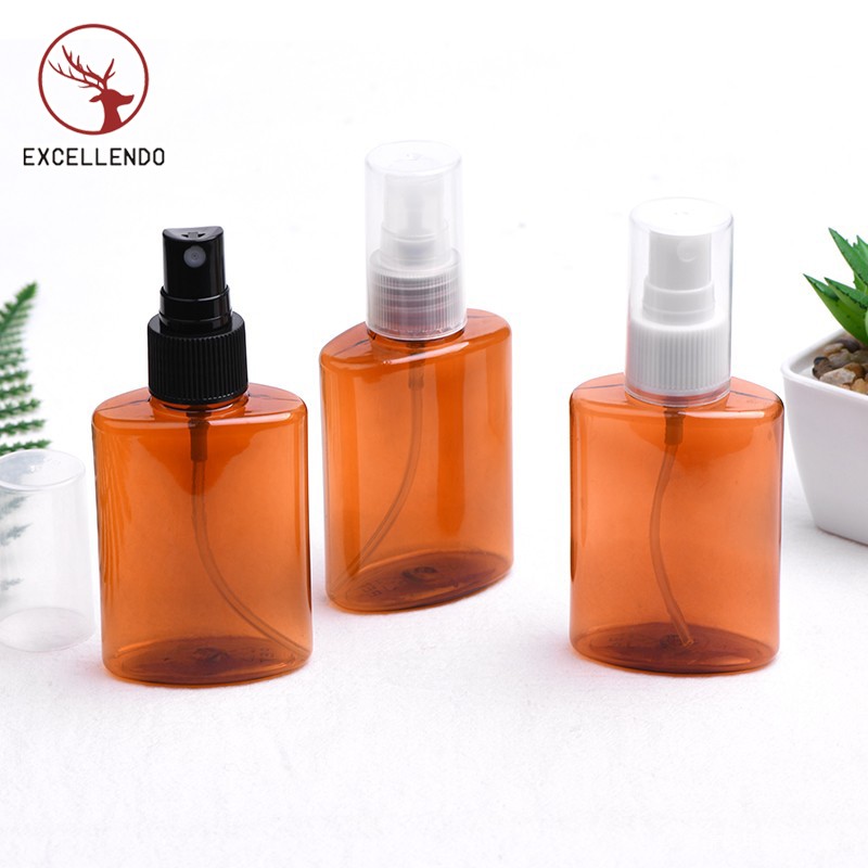 New Design Travel Reusable Amber Plastic Perfume Bottle with Spray or Cap for Cosmeic Perfume