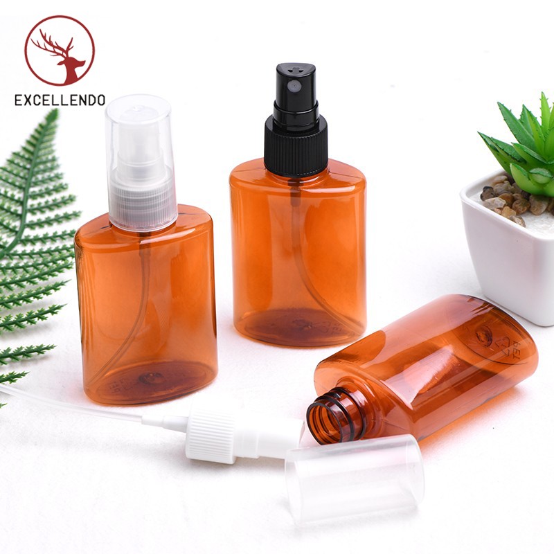 New Design Travel Reusable Amber Plastic Perfume Bottle with Spray or Cap for Cosmeic Perfume