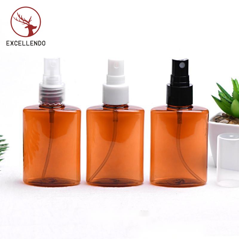 New Design Travel Reusable Amber Plastic Perfume Bottle with Spray or Cap for Cosmeic Perfume