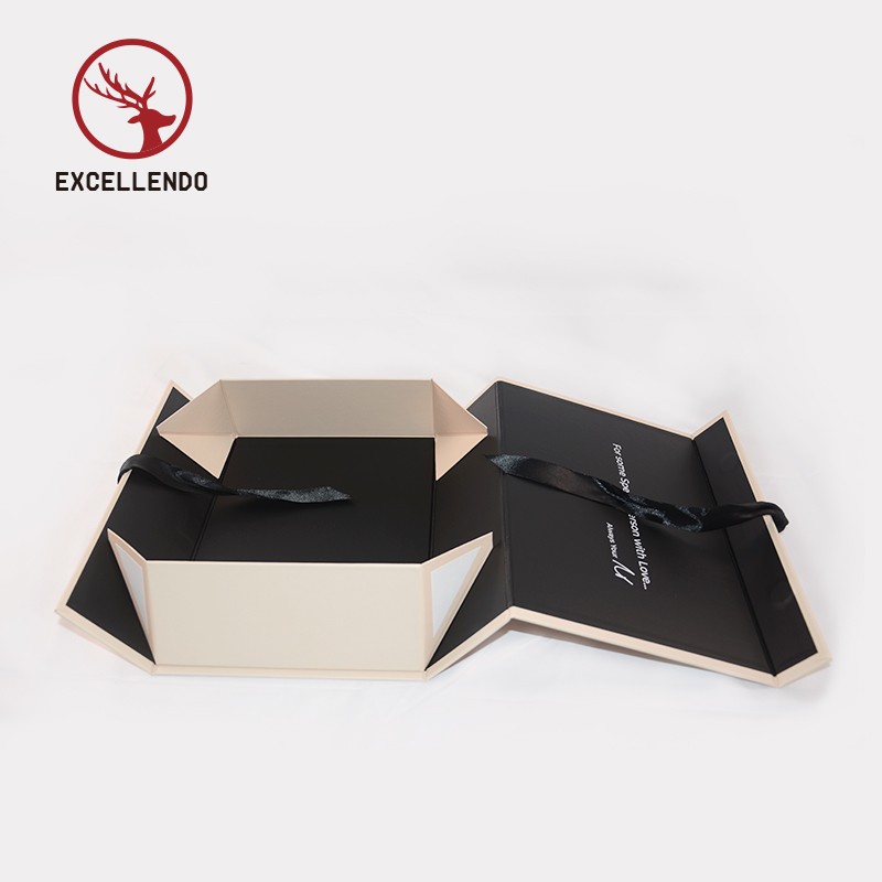 Custom Made Rigid Foldable Magnet Gift Box with Ribbon Closeure, Customzed Collapsible Gift box