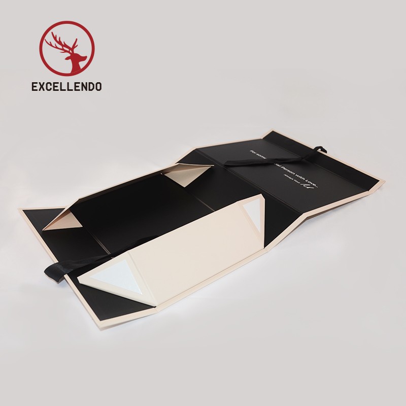 Custom Made Rigid Foldable Magnet Gift Box with Ribbon Closeure, Customzed Collapsible Gift box