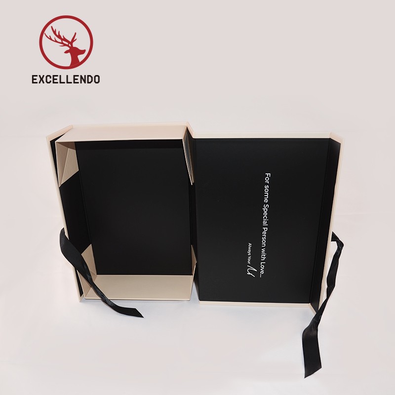 Custom Made Rigid Foldable Magnet Gift Box with Ribbon Closeure, Customzed Collapsible Gift box