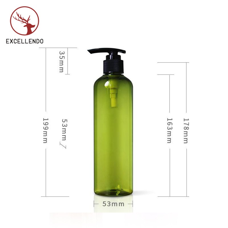 300ml Empty Plastic PET Shampoo Bottle Press Emulsion Pump Bottle Round Shoulder Bath Liquid Bottle