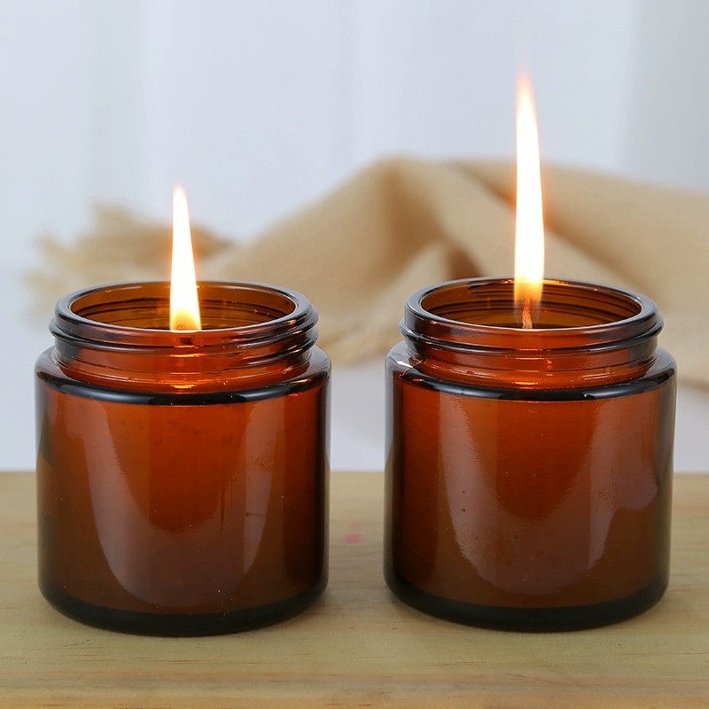 250ml Empty Candles Container Brown Glass Jar With Aluminum Cover