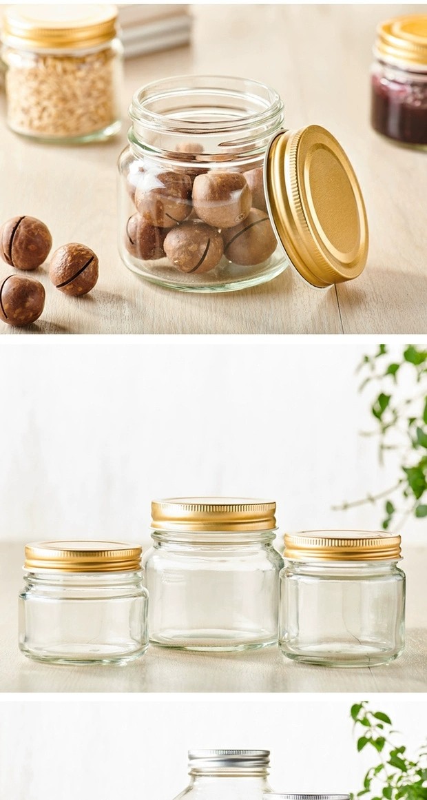 Recyclable Clear Small Glass Bottle With Cap Kitchen Glass Canister Snack Sugar Storage Container